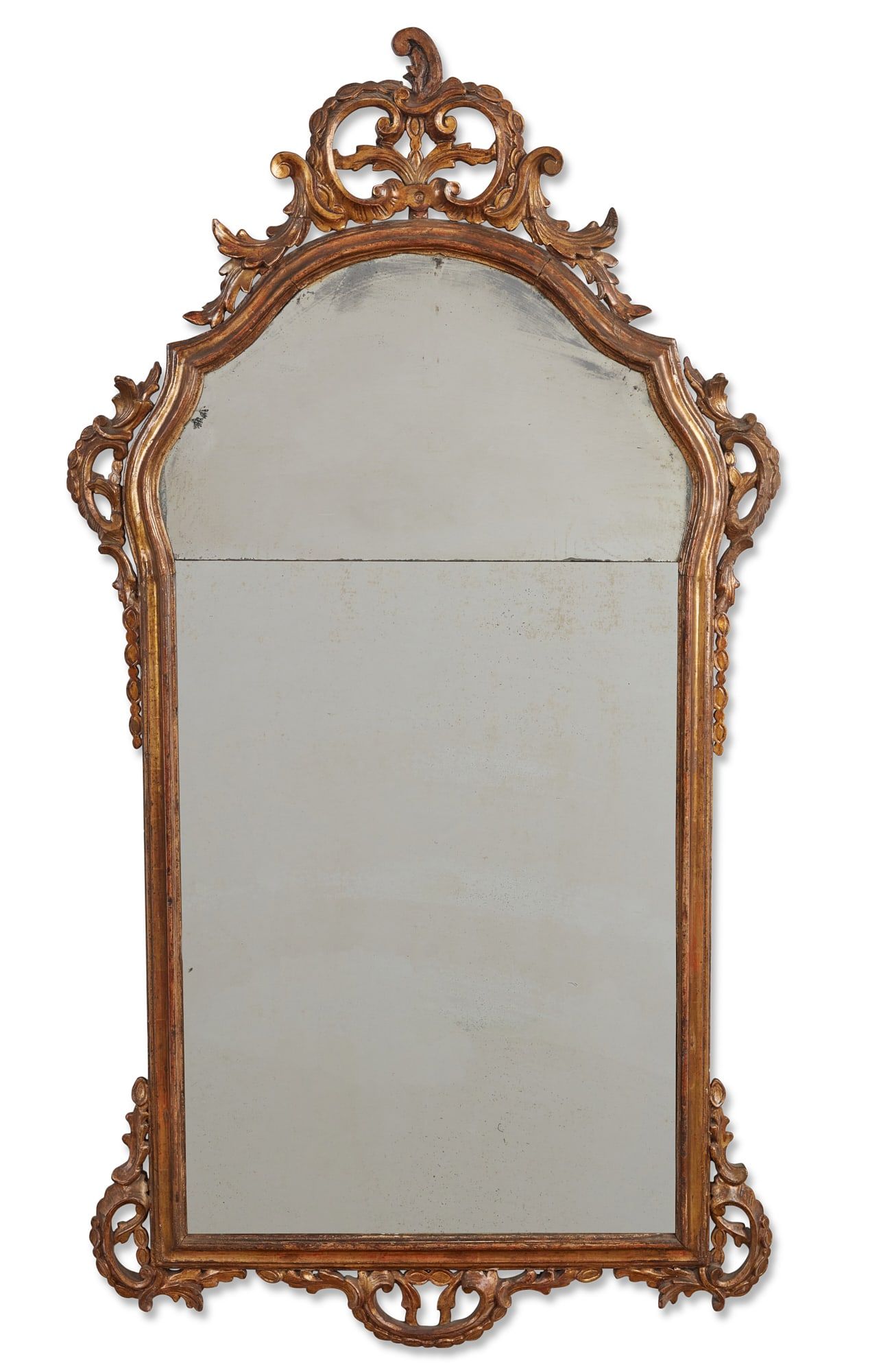 AN ITALIAN ROCOCO GILTWOOD MIRRORAn