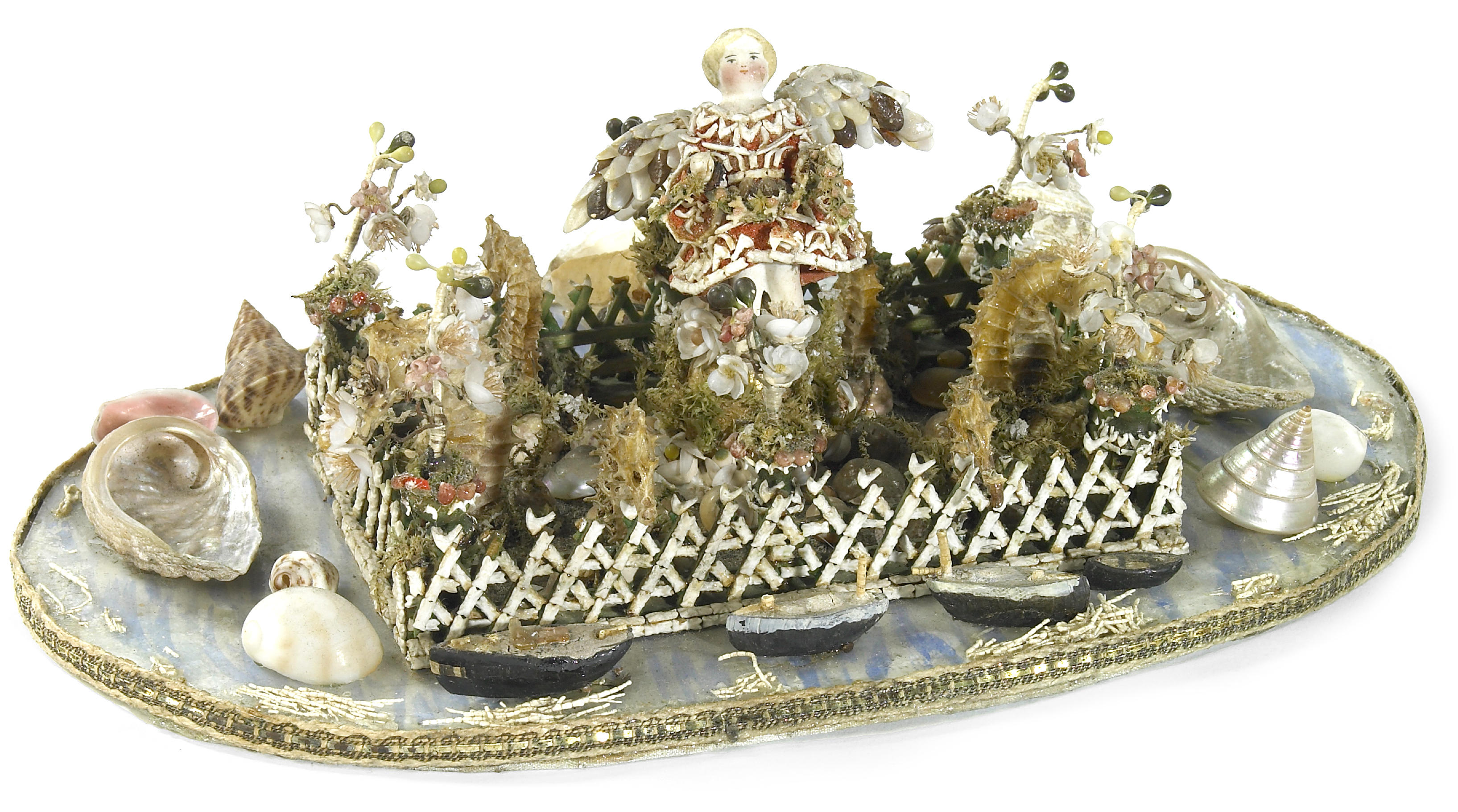 An Italian shell and mixed media