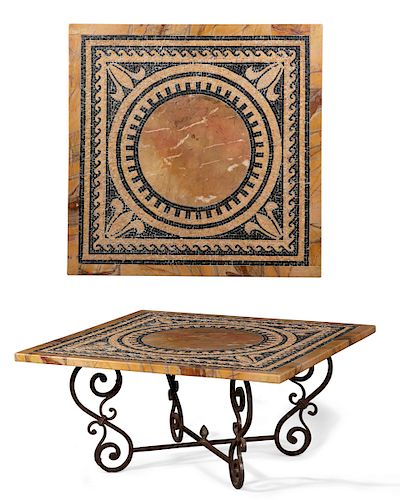 AN ITALIAN SIENA MARBLE AND