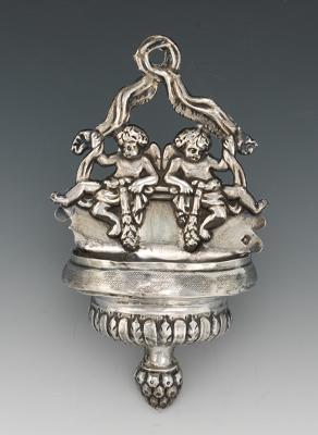 An Italian Silver Holy Water Font