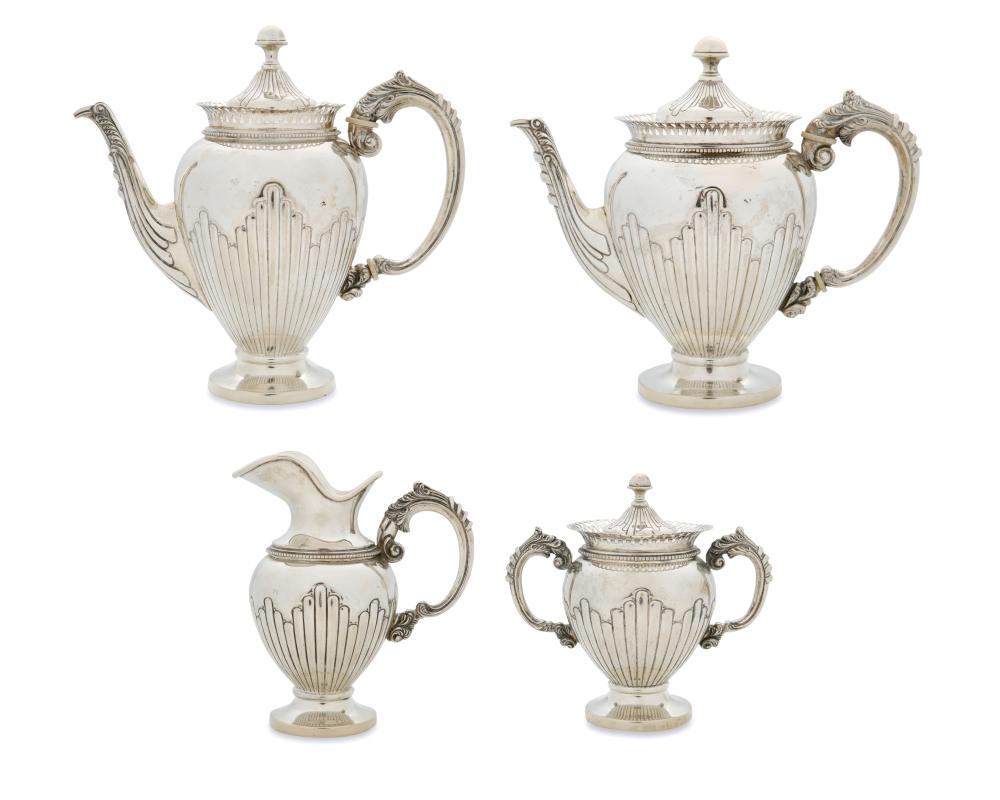 AN ITALIAN SILVER TEA SERVICEAn