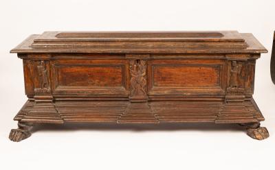 An Italian walnut cassone, late
