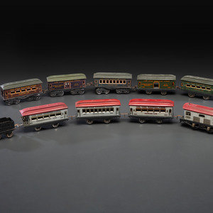 An Ives Tin Lithograph Train Set