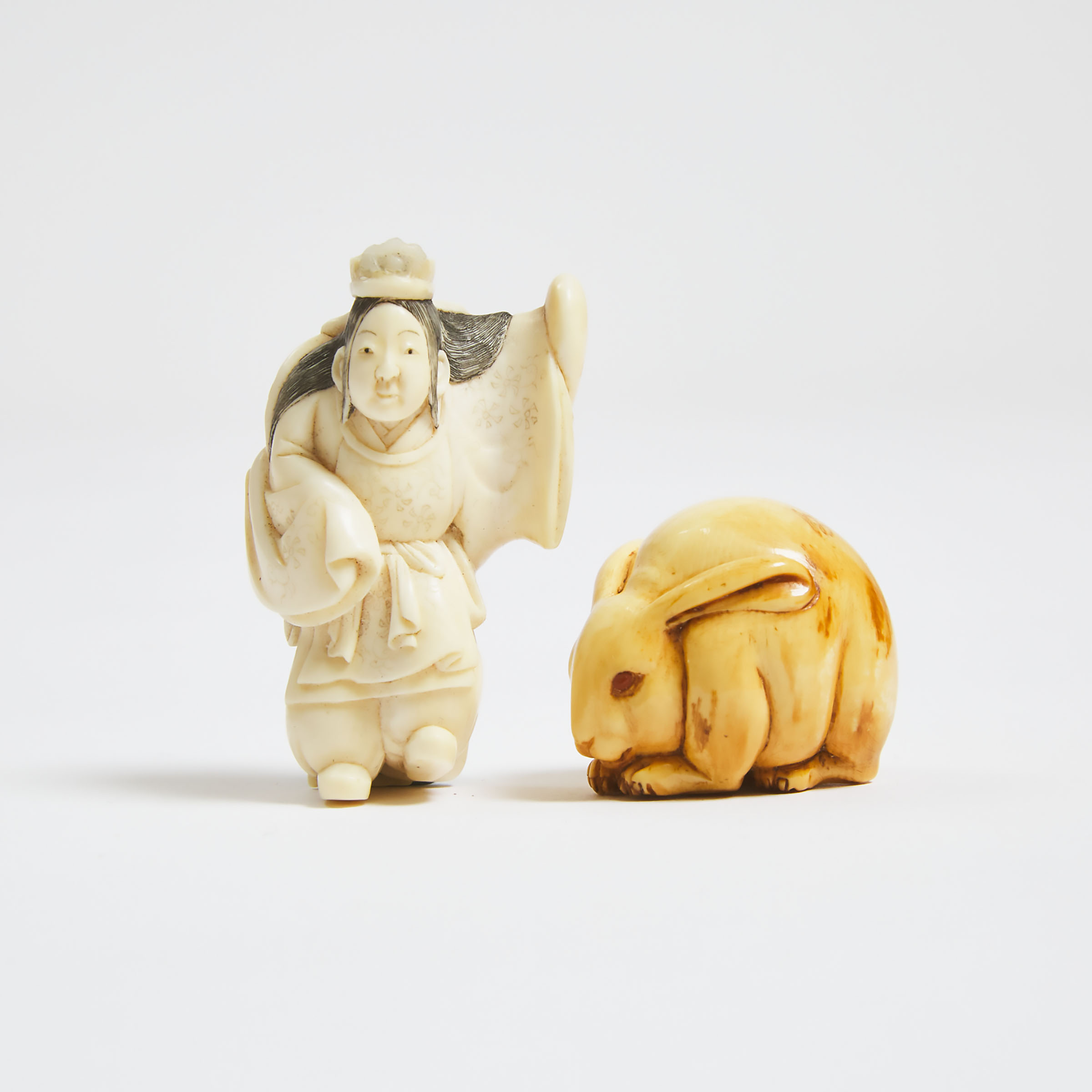 An Ivory Netsuke of a Rabbit,