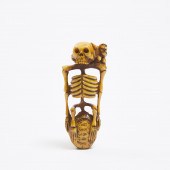 An Ivory Netsuke of a Skeleton