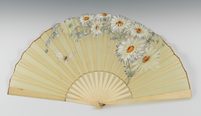 An Ivory Silk Hand Painted Hand Fan