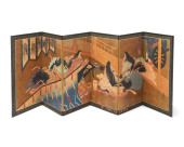 AN JAPANESE SIX-PANEL BYOBU SC
