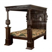 An oak bedstead, 17th Century