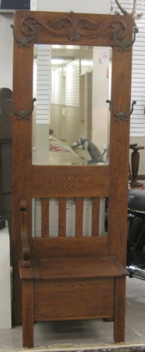AN OAK BENCH-BASE HALLSTAND