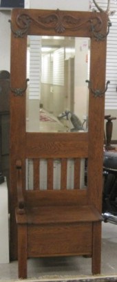 AN OAK BENCH-BASE HALLSTAND Am