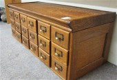 AN OAK CARD FILE CABINET Ameri