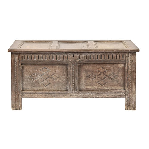 An oak chest, late 17th c, of