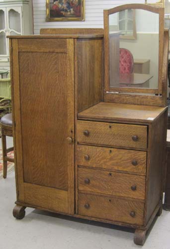 AN OAK CHIFFOROBE American c.