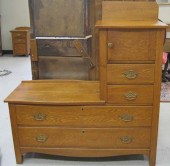 AN OAK DRESSER NIGHTSTAND AND