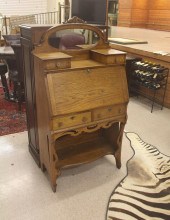 AN OAK DROP-FRONT WRITING DESK