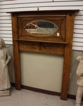 AN OAK FIREPLACE SURROUND, ENG