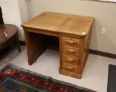 AN OAK FLAT-TOP, SINGLE-PEDEST