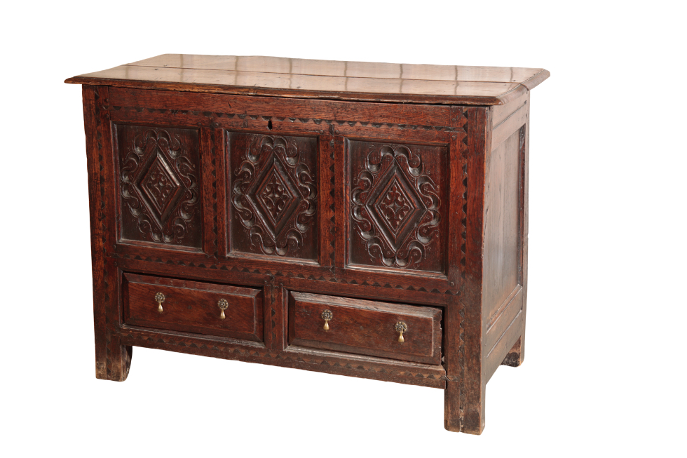 AN OAK MULE CHEST 17th century, the