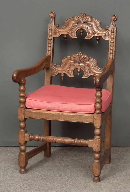 An oak open armchair of ''17th