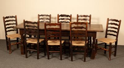 An oak refectory table, 19th