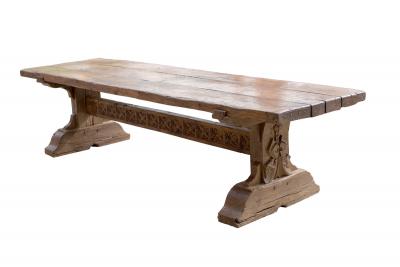 An oak refectory table, 20th