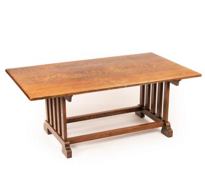 An oak refectory type dining table,