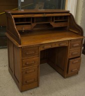 AN OAK ROLL-TOP DESKAN OAK ROL