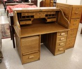 AN OAK ROLL-TOP DESKAN OAK ROL