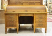 AN OAK ROLL-TOP DESKAN OAK ROL