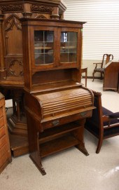 AN OAK ROLLTOP SECRETARY BOOKC