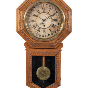 An Oak School Wall Clock Late