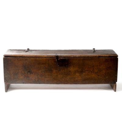 An oak six-plank coffer, 17th