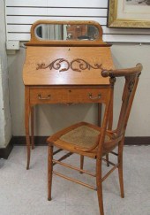 AN OAK SLANT-FRONT WRITING DES