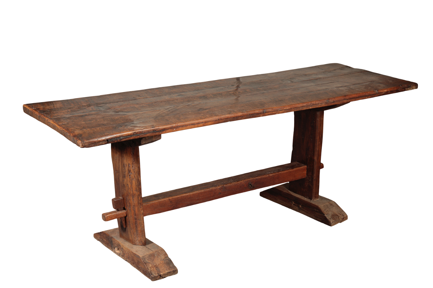 AN OAK TRESTLE TABLE The