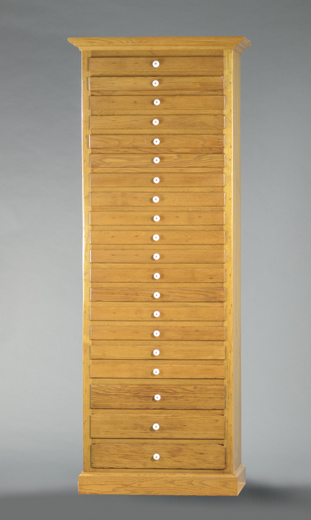 AN OAK TWENTY-DRAWER DOCUMENT CHEST