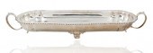 AN OBLONG SILVER PLATED TRAY,