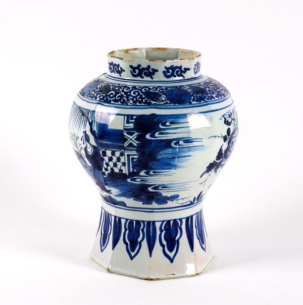 AN OCTAGONAL DUTCH DELFT BLUE AND
