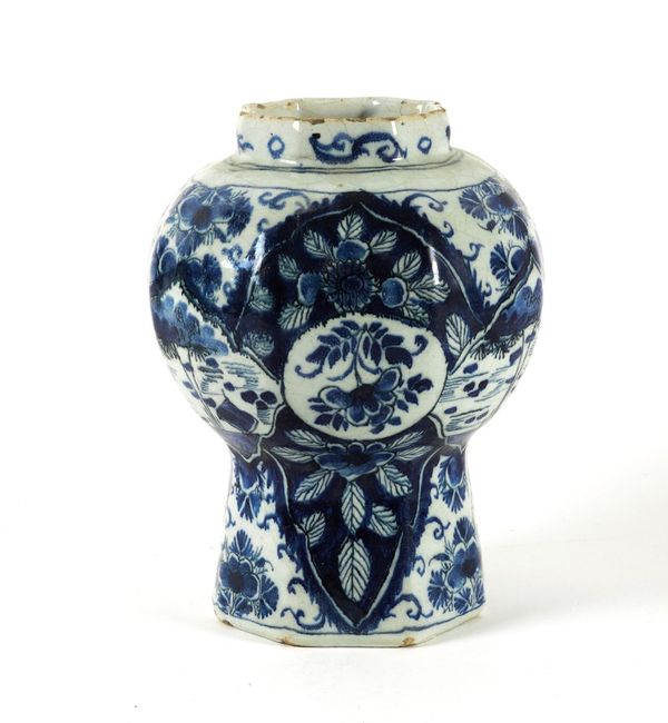 AN OCTAGONAL DUTCH DELFT BLUE AND