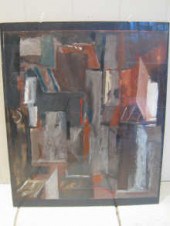 An oil abstract signed bottom