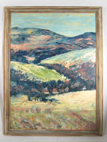An oil on board landscape