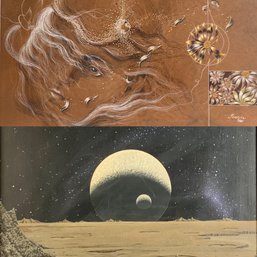 An oil on board, space scene of