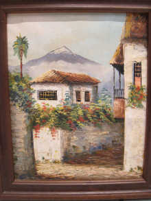 An oil on canvas of the pond and