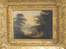 An oil on canvas scene of figures