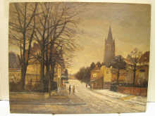 An oil on canvas street scene