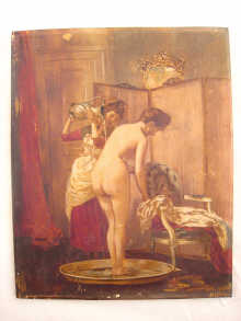 An oil on hardwood panel of a young