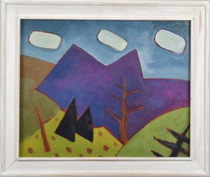 An oil on Masonite of a colorful
