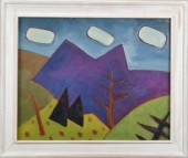 An oil on Masonite of a colorf