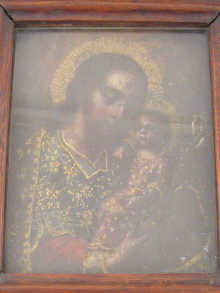 An oil on metal panel of the