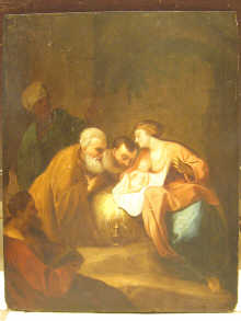 An oil on oak panel of the