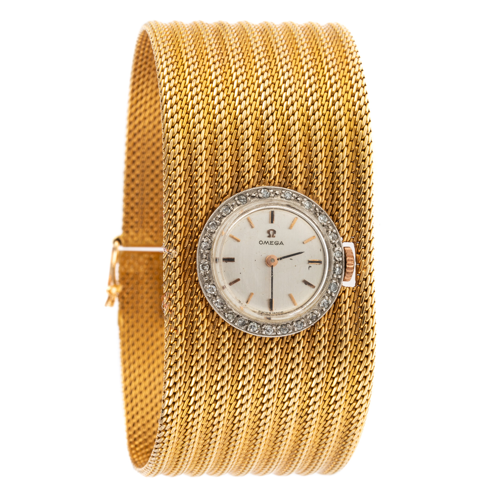 AN OMEGA DIAMOND & GOLD WATCH